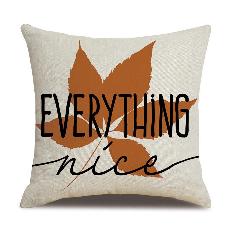 Thanksgiving Linen Pillowcase Autumn Pumpkin Print Pillow Cushion Cover