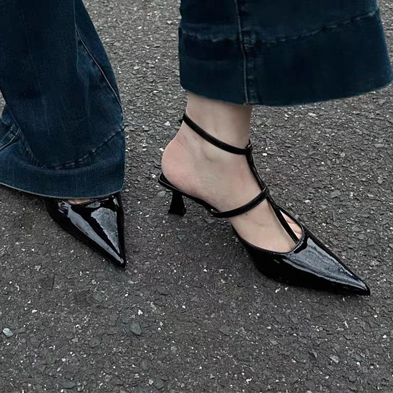 Fashion Women Low Heels Sandals Pointed Toe Slippers Summer Sexy Shoes Dress Slingback Slides Flip Flops Pumps Chaussures Ladies