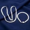 2Pcs Silver-Plated Flat Chain Bracelet 5mm Snake Chain Bracelet Side Chain Necklace Wedding Gift
