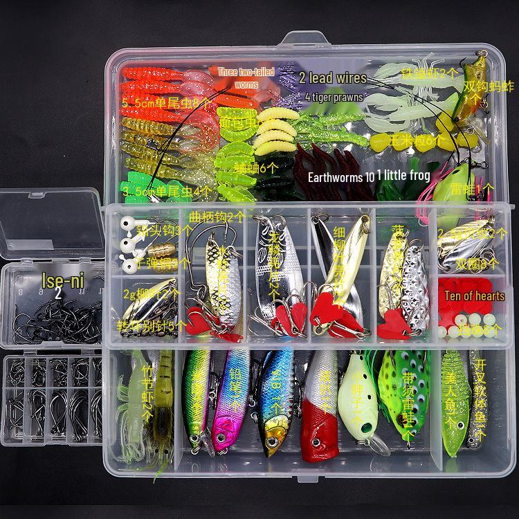 Lure Spinner & Soft Bait Thunder Frog Minnow Hook Combo Set In Box