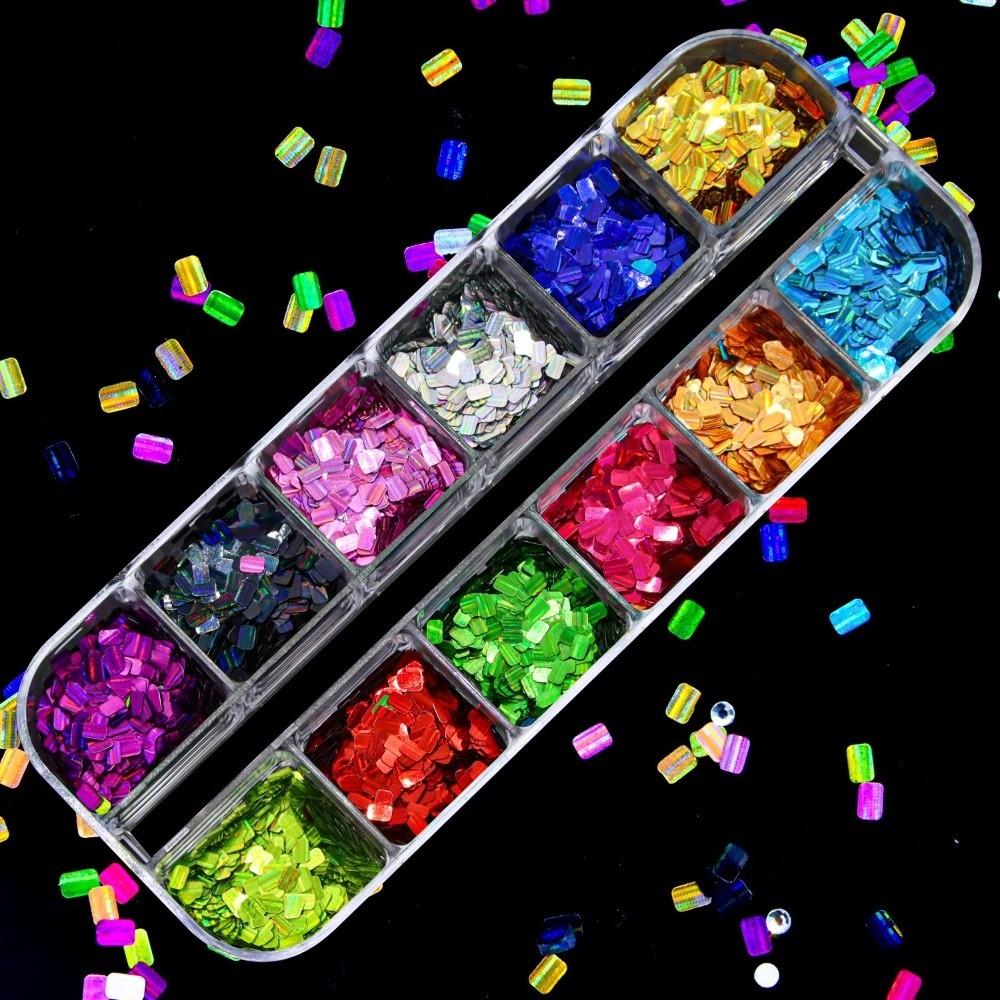 Holographic Nail Glitter Flakes Laser Shiny Nail Decoration Accessories French Manicure