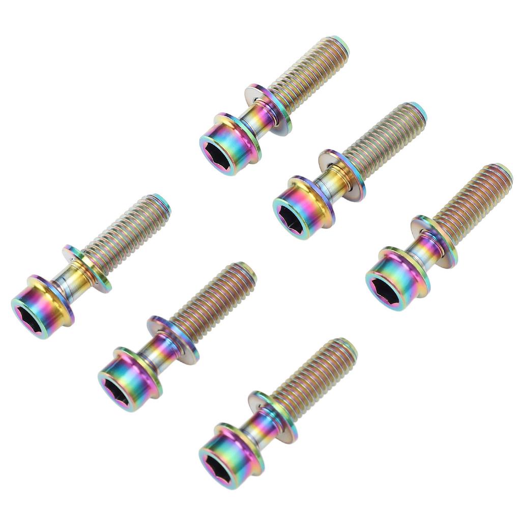 6PCS Bike Stem Bolts Titanium Alloy M5x20mm Bike Handlebar Stem Bolts Screws with Washer for Mountain Bikes Road Bikes