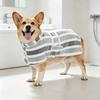 Quick-Drying Dog Bathrobe Striped Dog Wrap Towel with Belly Band Super Absorbent Pet Grooming Towel Robe for Dogs After Bath Machine Washable