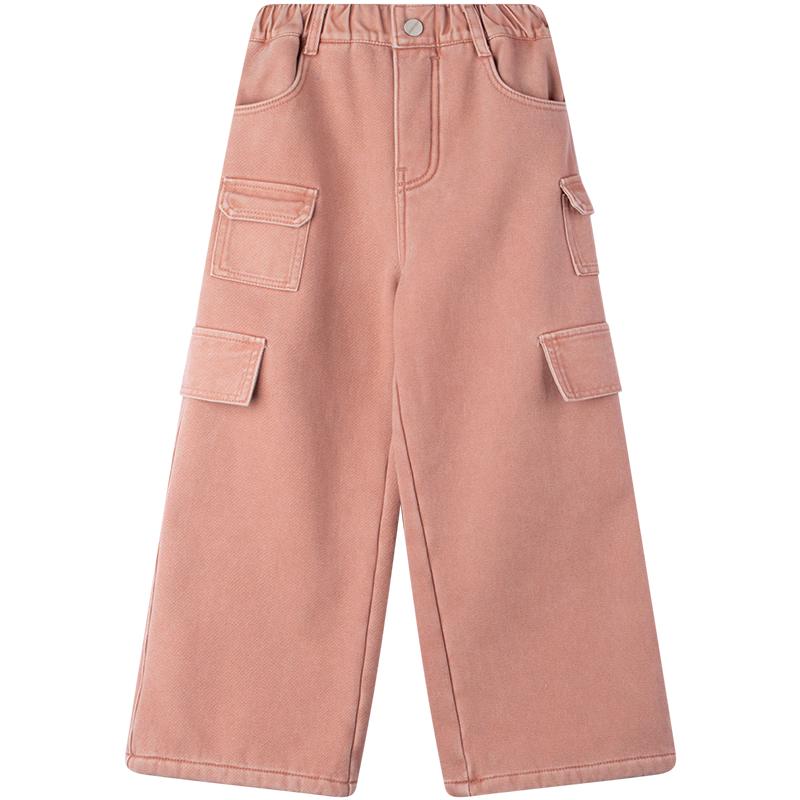 

Mucmukn Kids Plush Lined Pink American Style Pocket Jeans 120