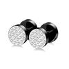 Pendientes Redondos de Acero Inoxidable con Cruz y Goteo de Aceite para Hombre
