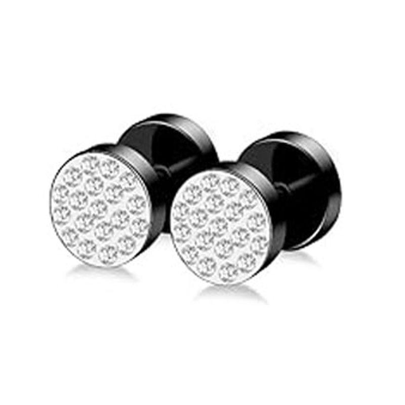 Pendientes Redondos de Acero Inoxidable con Cruz y Goteo de Aceite para Hombre