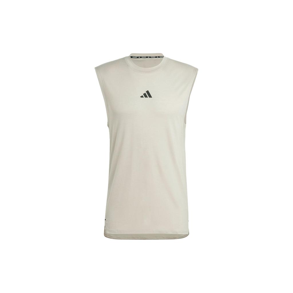 Adidas Power Workout Tank Top with Solid Color Logo Men Tops Light-Brown IQ1821