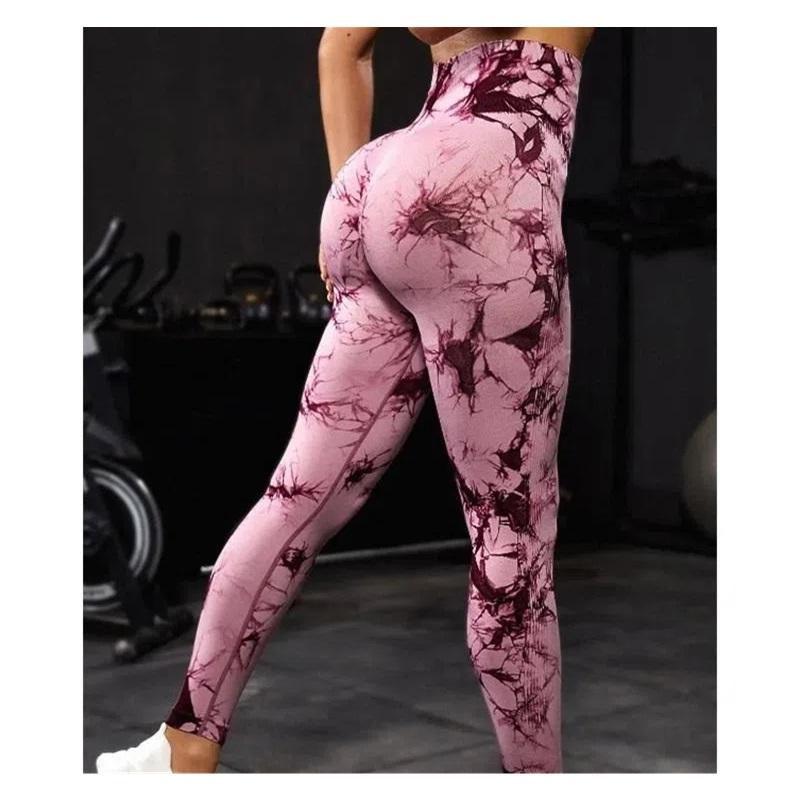 High Waist Tie Dye Butt Lift Quick Dry Fitness Pants Breathable Peach Compression Yoga Pants For Running Training And Workout
