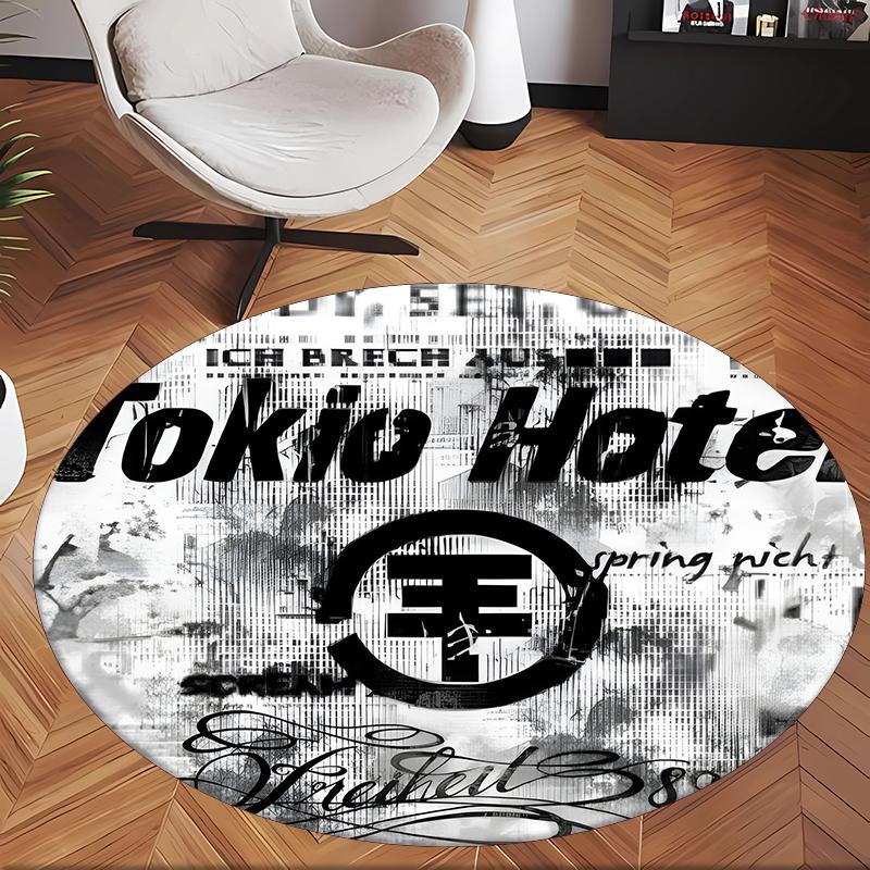 Tokio Hotel (1) Round Office Rug Decorative Floor Rug for Office Bedroom Living Room and Home Space