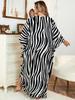 EDOLYNSA Schicker gestreifter Kaftan Strandkleid Damen Homewear übergroßer Kaftan frisches Kleid frisches Kleid Hausmantel Q1297