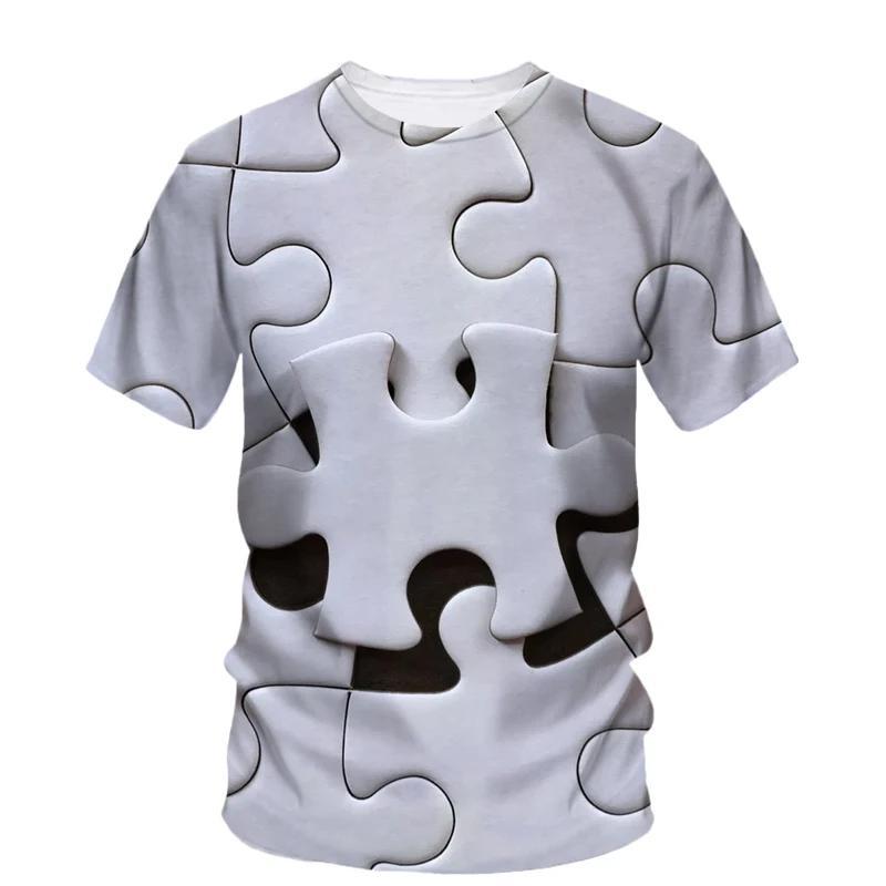 Funny Game The Puzzle Graphic T-Shirts Colorful Jigsaw Design 3D Printed T Shirts  Harajuku Fashion Children's Boy and Girl Kids Unisex T-shirts