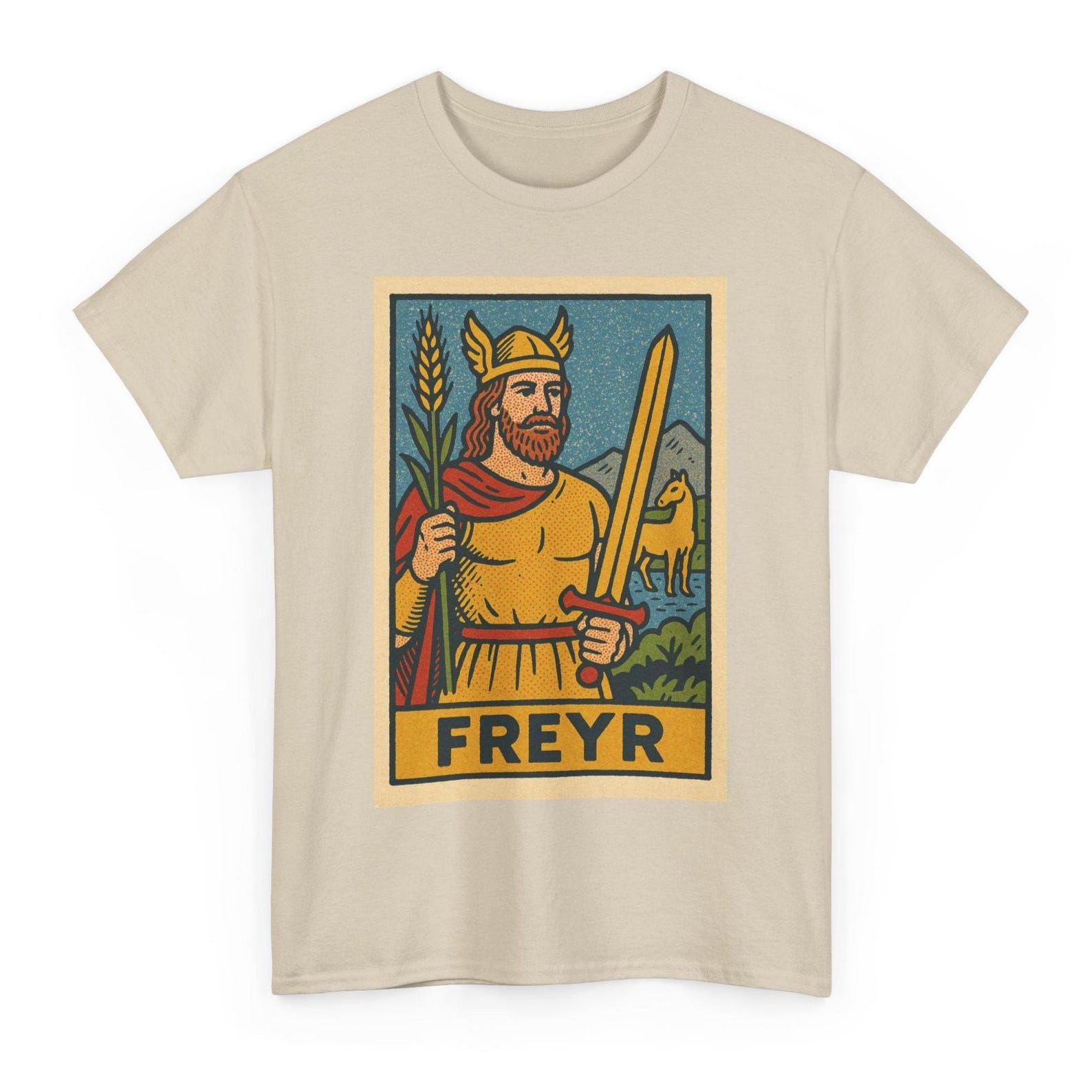 Freyr Norse God T-Shirt: Retro Comic Style, Viking Lore Tee 2XL