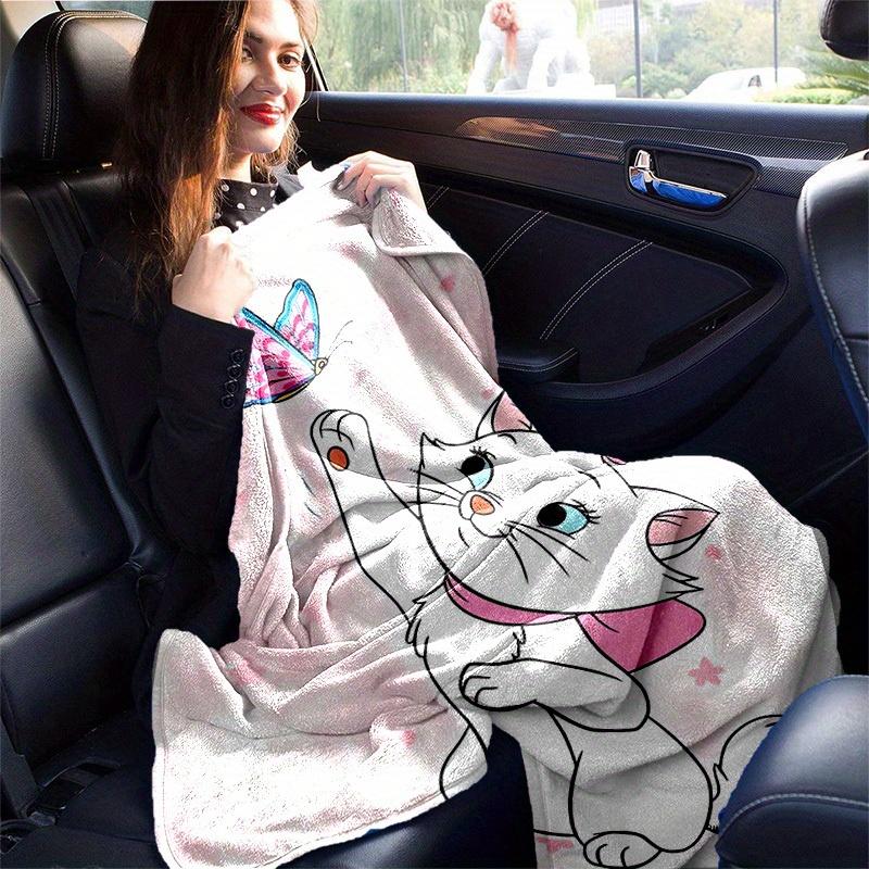 1PC Cartoon Marie Cat Butterfly Blanket, Seasonal Universal, Home Decoration, Throw, Quilt, Soft Flannel Throw Blanket, Versatile & Cozy for