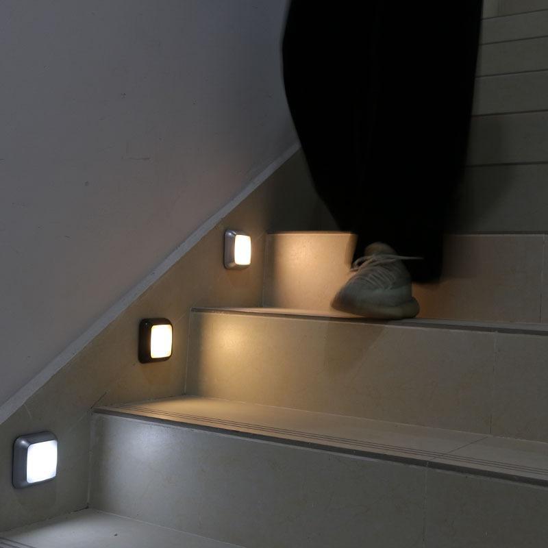 Motion Sensor Night Light 6leds Wall Closet Cabinet Stair Indoor Lighting Wireless Lamp White Light/Warm Light