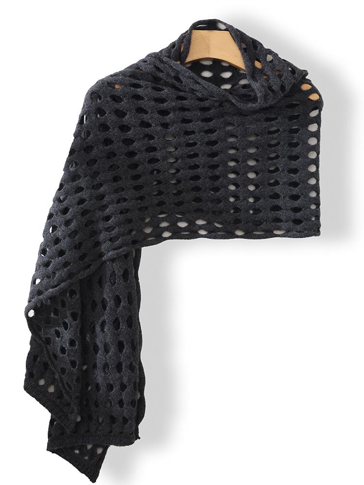 100% Cashmere Openwork Scarf Large Mesh Women Knit Shawl Knotted Wrap Casual Soft Warm Cashmere Hollow Out Cappa Cozy 170x43cm