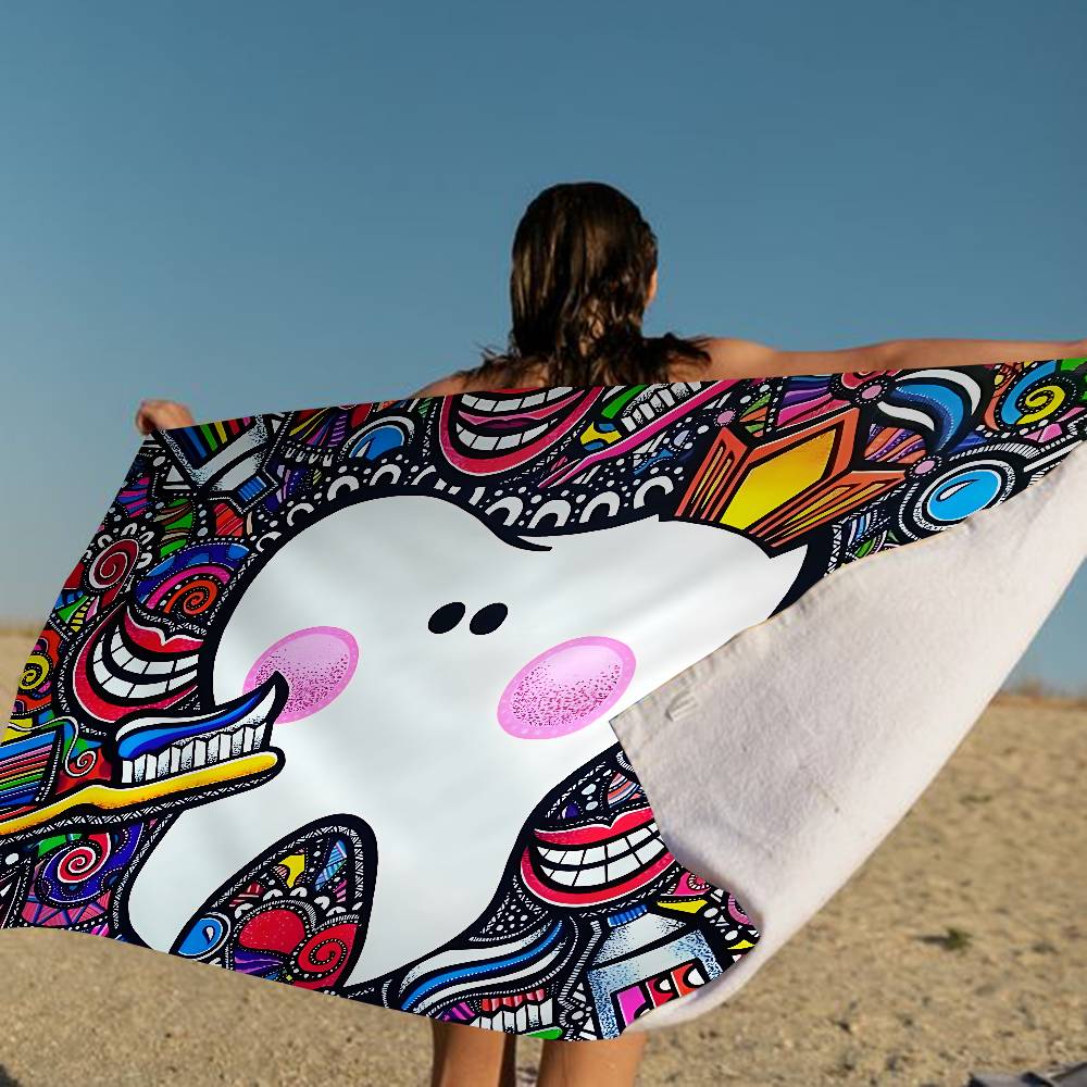 The Dentist Tooth Beach Towel Colorful Bath Towels For Girl Microfiber Quick Dry Custom Sand Free Beach Yoga Spa Gym Pool