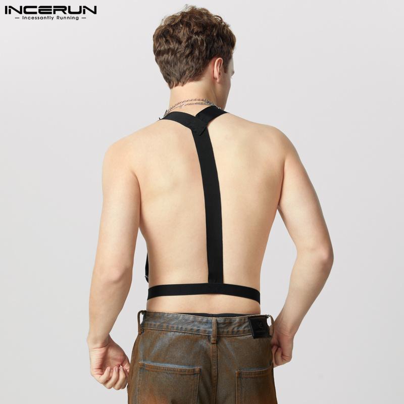 INCERUN Men Sleeveless Tank Tops Party Club Backless Hollow Mesh Vest