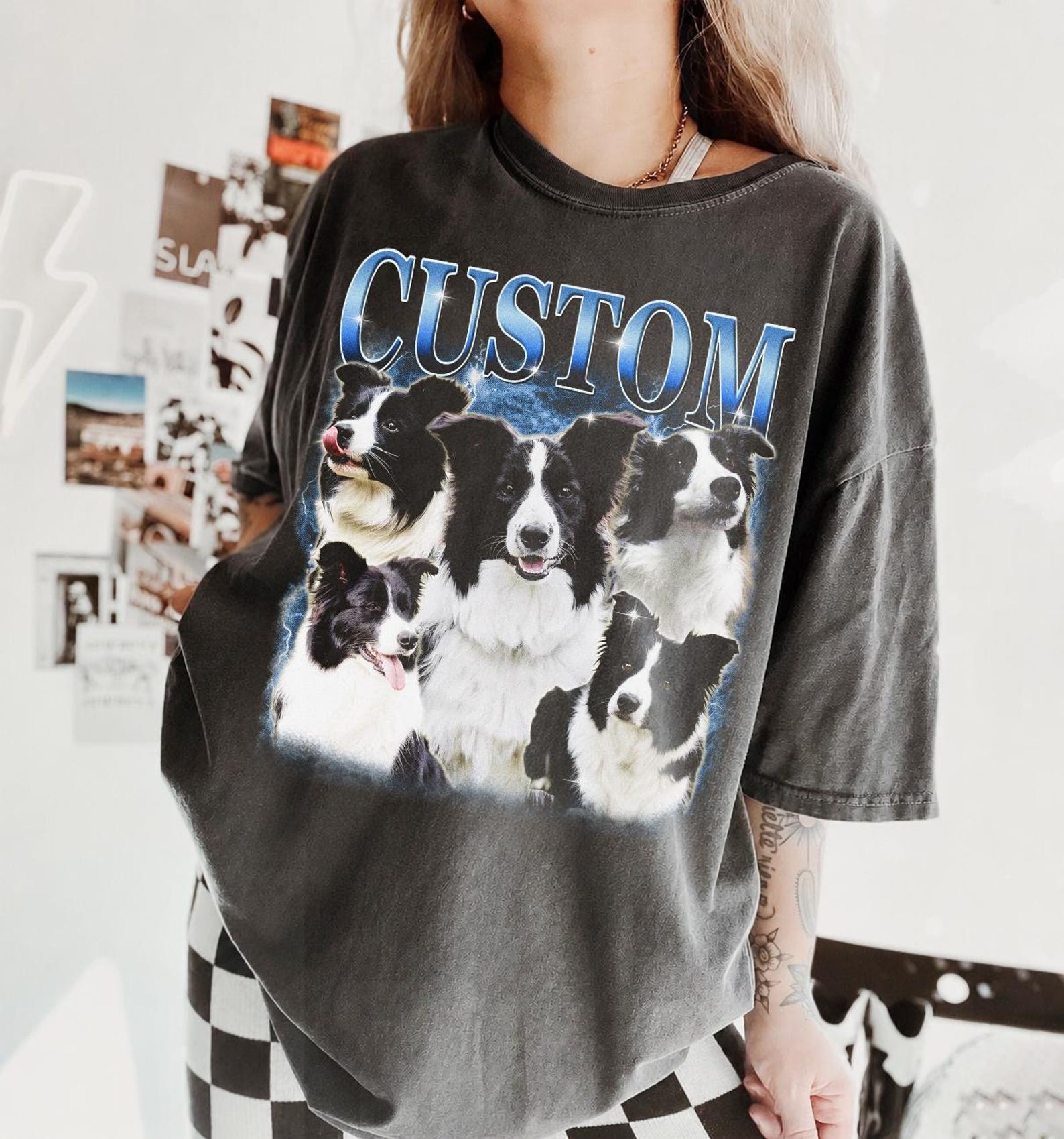 Custom Border Collie Tee, Vintage Collie Mom Shirt, Dog Lover Gift 3XL
