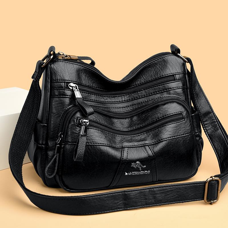 Genuine Brand Leather Shoulder Bag Casual Tote Bag Fashion Design Handbag Daily Commuter Messenger Bags Female Solid Color Purse