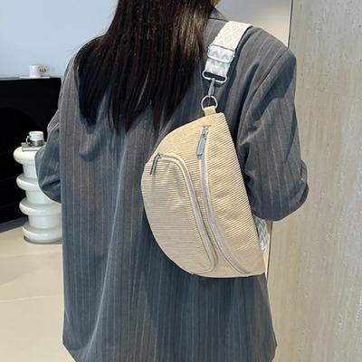 Yousheng Corduroy Chest Bag for Women Crossbody Fanny Pack Casual Bum Sling Bag with Adjustable Strap for Travel Running Outings
