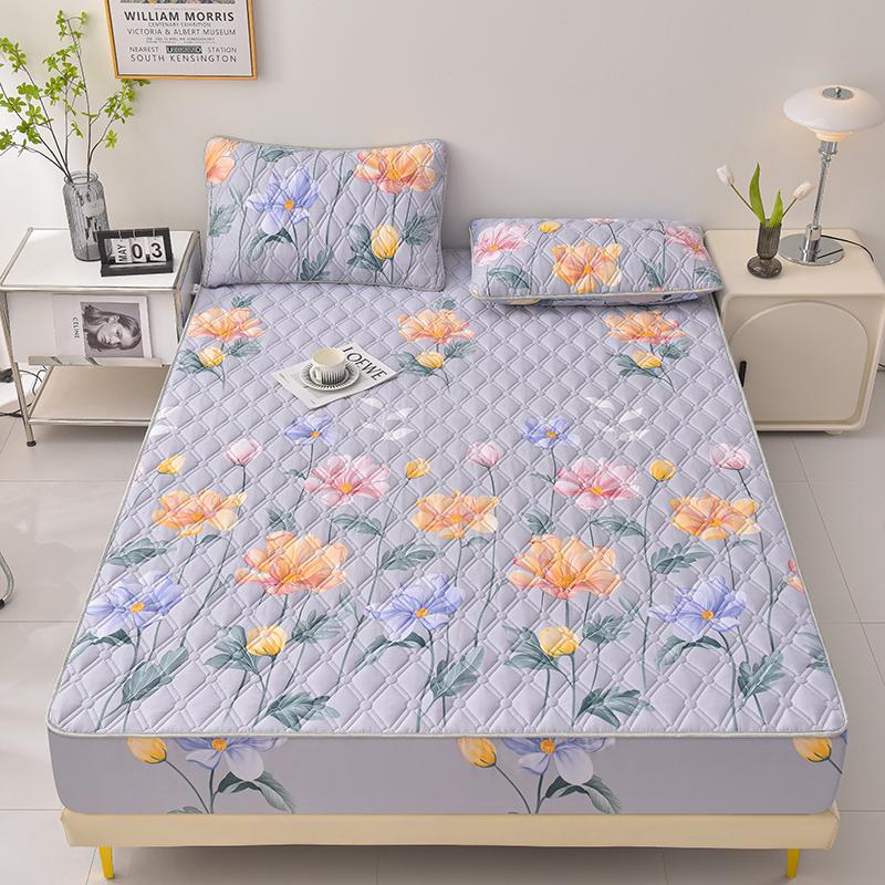 Thicken Mattress Cover for Home Funda De Colchón 100% Cotton Fitted Bedsheet King Size Floral Bed Covers 150x200(no Pillowcase)