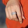 2026 hand jewelry European and American fashion feng shui drop shape double-row zircon ring Women's personality light luxury ring