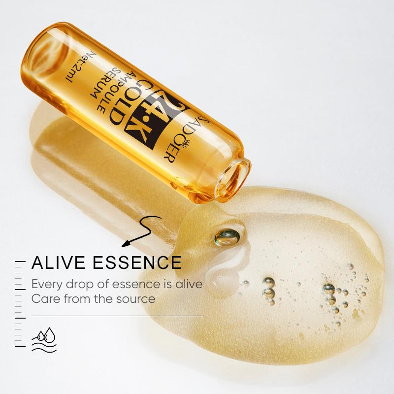 SADOER 24k Gold Ampoule Essence Moisturizing Brightening Hydrating Facial Essence Vitamin C Facial Essence