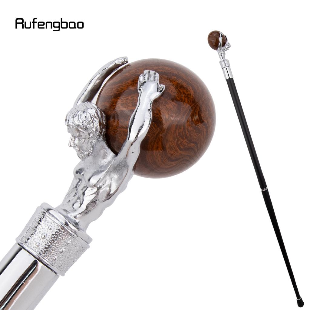 White Man Hold Ball White Walking Cane Fashion Decorative Walking Stick Gentleman Elegant Cosplay Cane Crosier 93cm