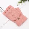 Gloves 1 Pair Winter Fine Texture Super Soft Lint-free Button Windproof Mittens Keep Warm Covered Convertible Flip Fingerless Outdoor Supply