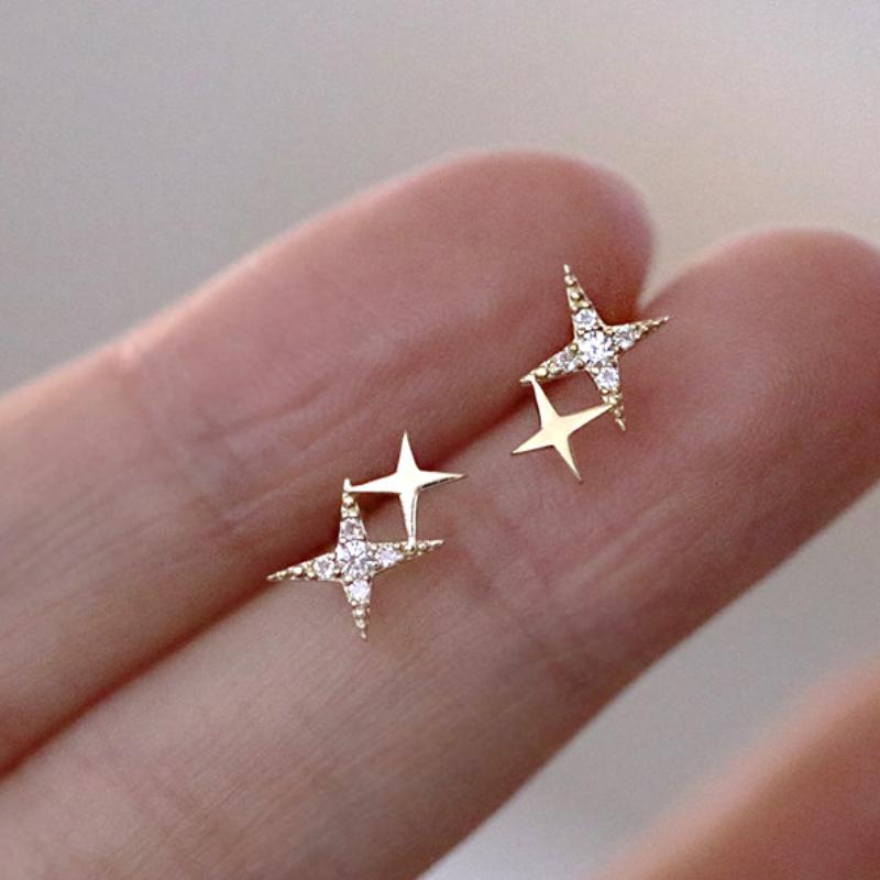 Asymmetric Cross Star Earrings, Retro Fashion High-End Women'S Earrings Accessories