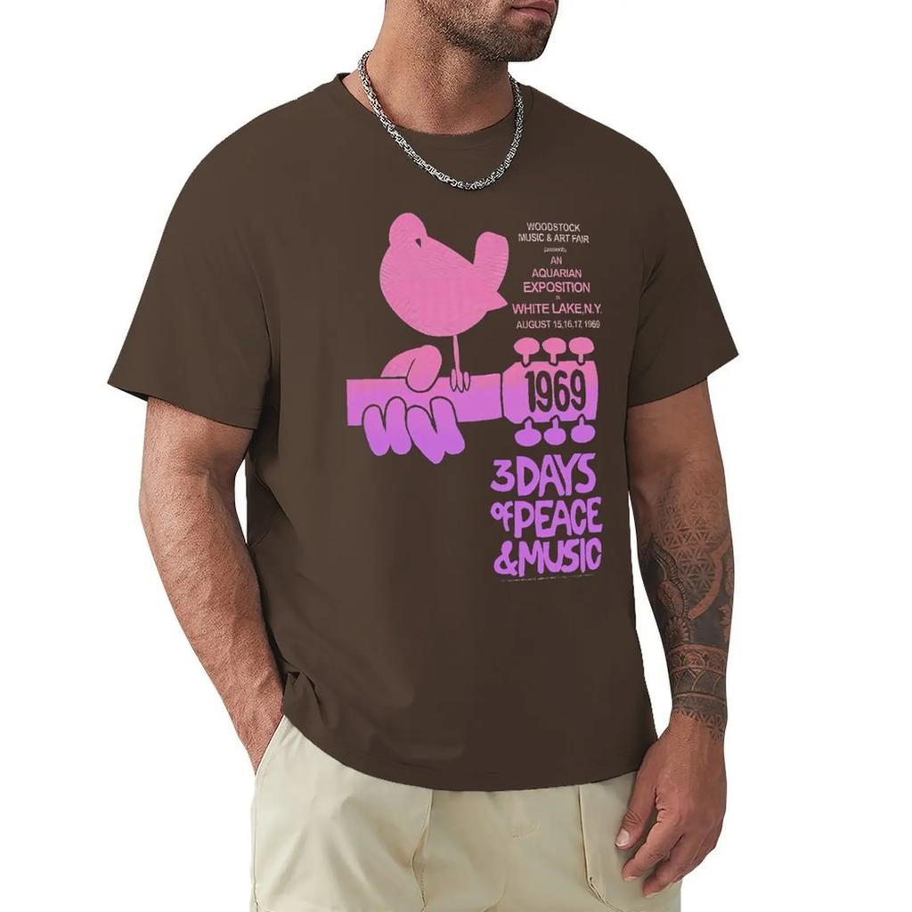 Woodstock - Camicia Acquario Rosa T-shirt a Maniche Corte Moda Maglietta di Cotone T-shirt Top