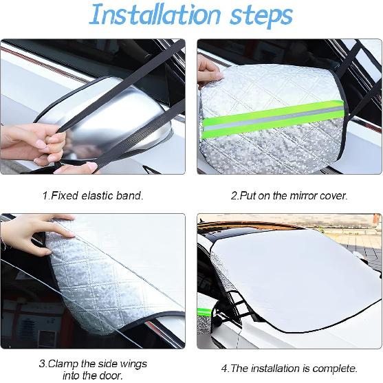 LoyaForba Car Magnetic Windshield Snow Cover, 4 Layers WAaterproof Windproof Protection,Snow,Ice,Sun,Frost Defense, Universal For SUV, Truck, Sedan,