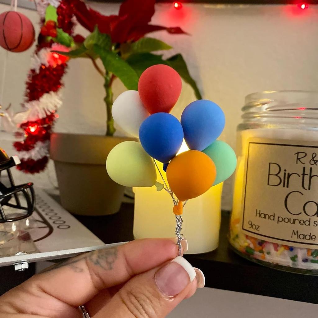 Dollhouse Miniature Balloons, Mini Balloons, 1:12 Scale Rainbow Balloons, for Miniature Fairy Garden Party Accessories, Birthday Party, Miniature