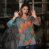 Women's Casual Fashion Sexy Comfortable V-Neck Button Floral Three-quarter Sleeve Top