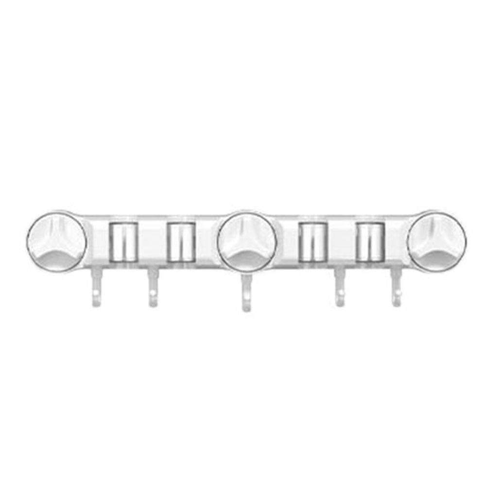 4 Position Suction Cup Mop Holder 5 Hooks Mop Hanging Rack Stable Wall-Mounted Mop Clip  Kitchen