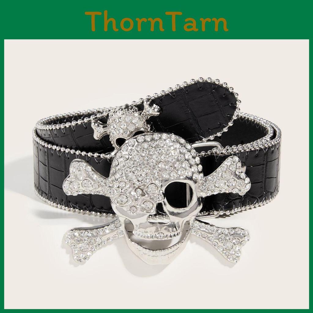 New Fashion Skull Head Young Men's Belt Punk Style Alloy Buckle Casual Pants Belt