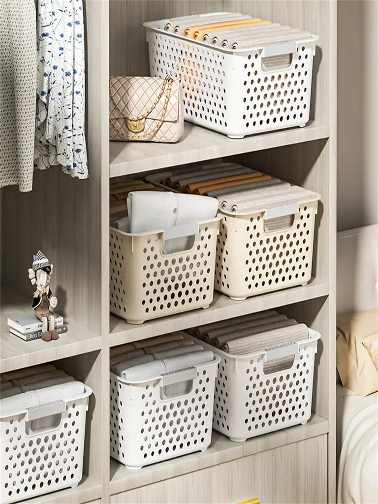 Household Miscellaneous Storage Basket Snack Toy Storage Box Plastic Shelf Dormitory Kitchen Tabletop Minimalist Storage Box