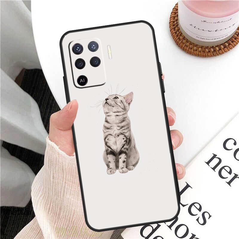Cute Cat Animal Case For Oppo A98 A58 A78 A18 A38 A60 A80 A40 A77 A57 A17 A74 A54 A94 A96 A76 A16 A15 A5 Pro