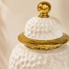 European-Style Ceramic Decorative Vase Textured Lidded with Gold