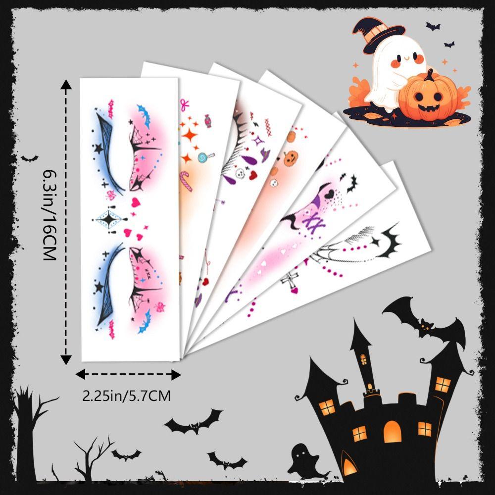 12pcs Portable Halloween Face Tattoo Disposable Bat Face Stickers Cheek Temporary Stickers  Men