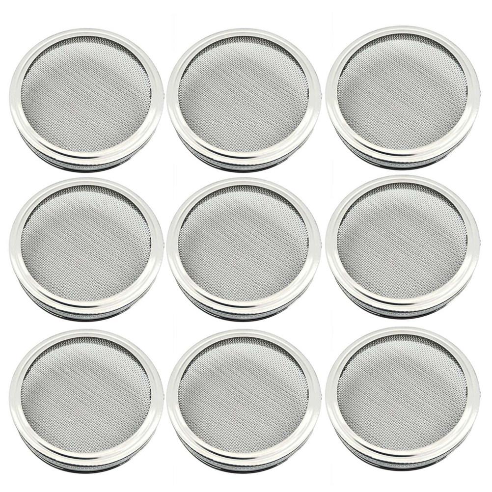 9Pcs 86Mm Stainless Steel Sprouting Lids for Wide Mouth Mason Jars Broccoli Lentil Bean Alfalfa Sprouts At Home