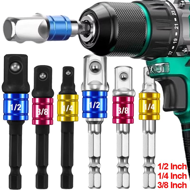 1/4 3/8 1/2 Bit Socket Adapter Set Drill Bit Extension Screwdriver Holder Socket Wrench Tool High Speed Drilling Bits Nut Driver