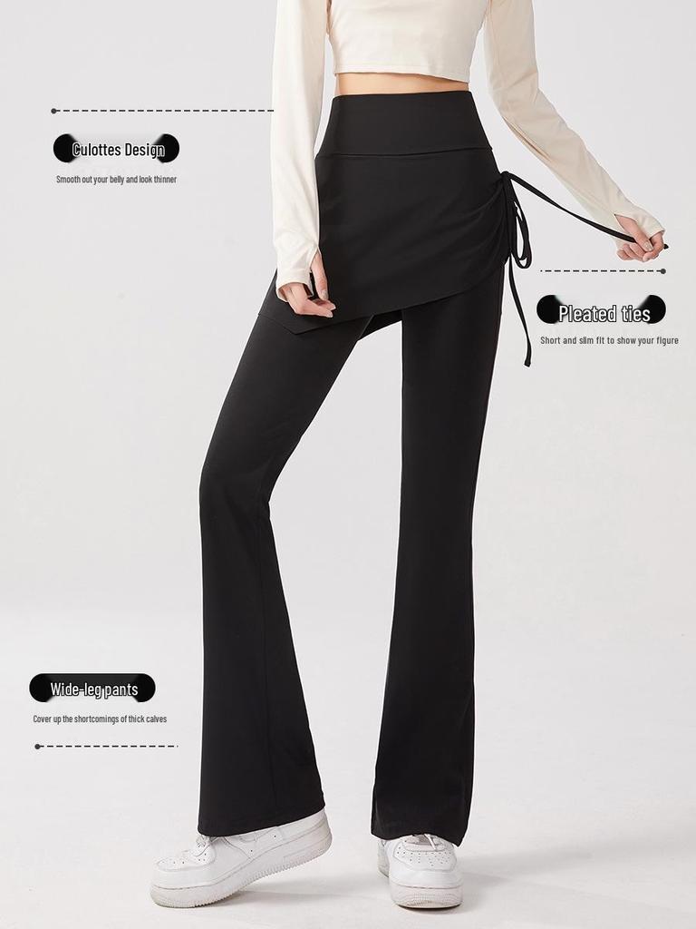 Women's High Waist Slimming Flare Yoga Leggings with Drawstring - Stretch, Hip Lifting, Casual Pants