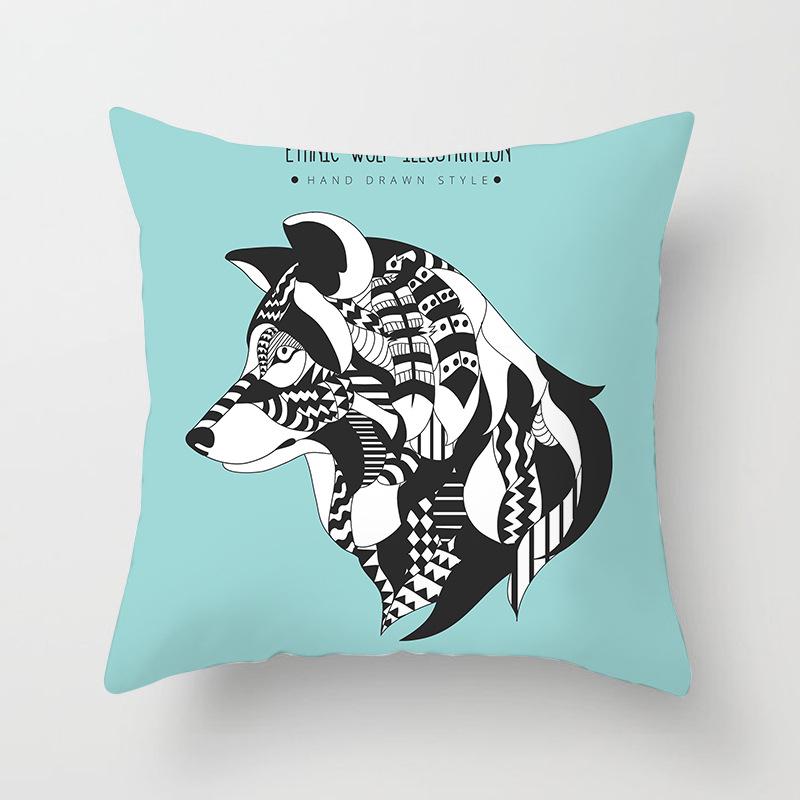 Cartoon Animal Print Car Cushion Cover Dog Head Sofa Pillow Cover Home