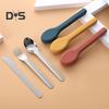 Stainless Steel 1 Set Cutlery Set with Silicone Cover Easy To Carry Dishwasher Safe Spoon Fork Cutter Utensils Set for Camping