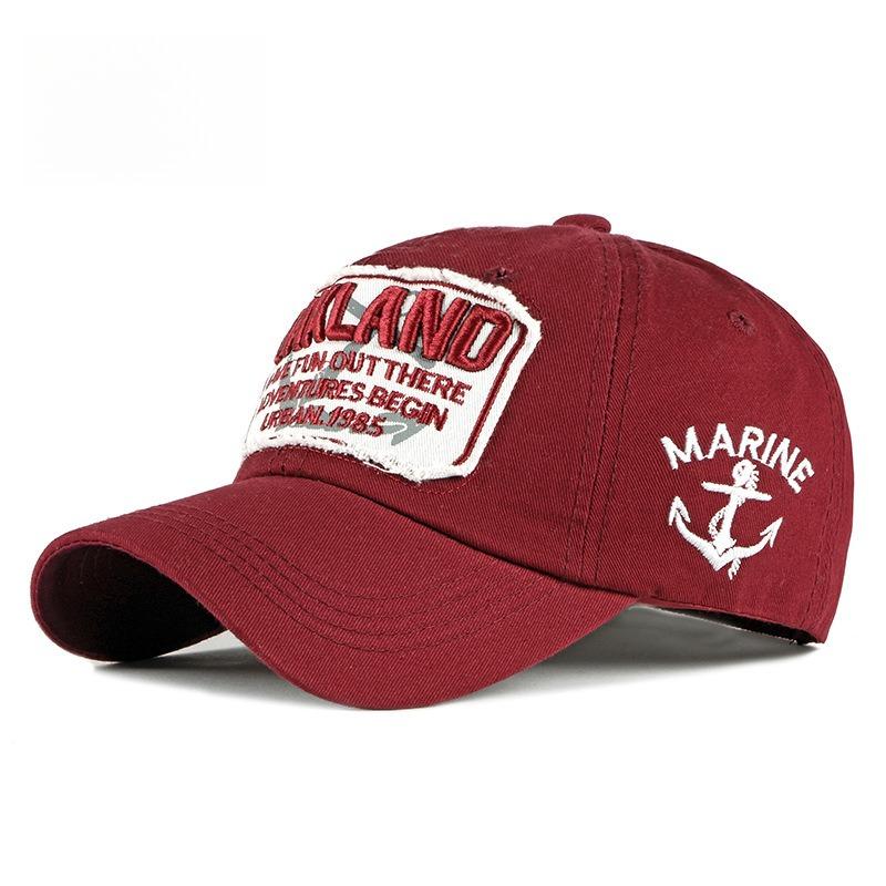 Unisex Cotton Baseball Cap with Embroidered Patch Marine Anchor Distressed Edge Korean Style Retro Vintage Sun Hat Peaked Cap