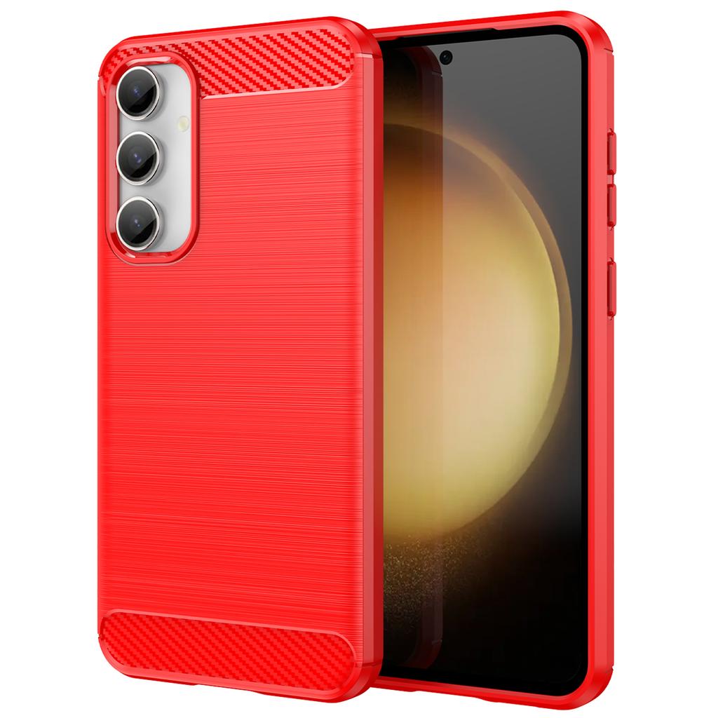 Pro Samsung Galaxy S23 FE Měkké TPU Kartáčovaný Kryt na Telefon Textura Uhlíkových Vláken Zadní Kryt Telefonu