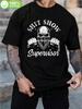 Shit Show Supervisor Skull Graphic T-shirt - Funny Bold Print Black Cotton Tee