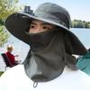 Windproof Neck Flap Bucket Hat Cooling Fan Hat for 3.7 V 500 mAh Lithium Battery Outdoor