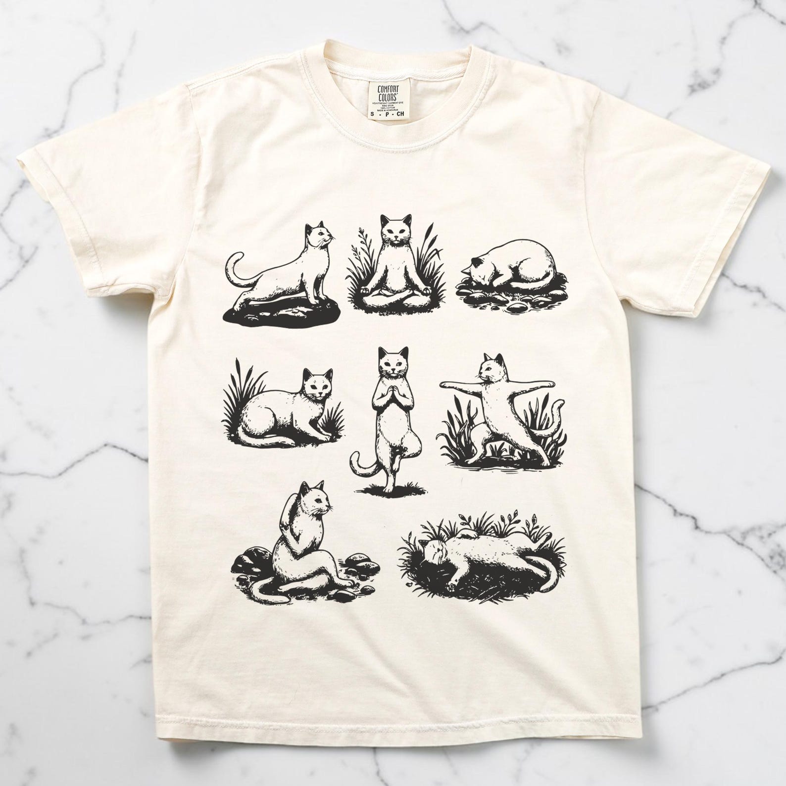Yoga CaT shirt, Unisex Comfort Colors, Funny Cat Graphic Tee, Cat Lover Gift, Yoga Gift, Meditating Cat Tee, Namaste Shirt, Yoga Lover Gift 3XL